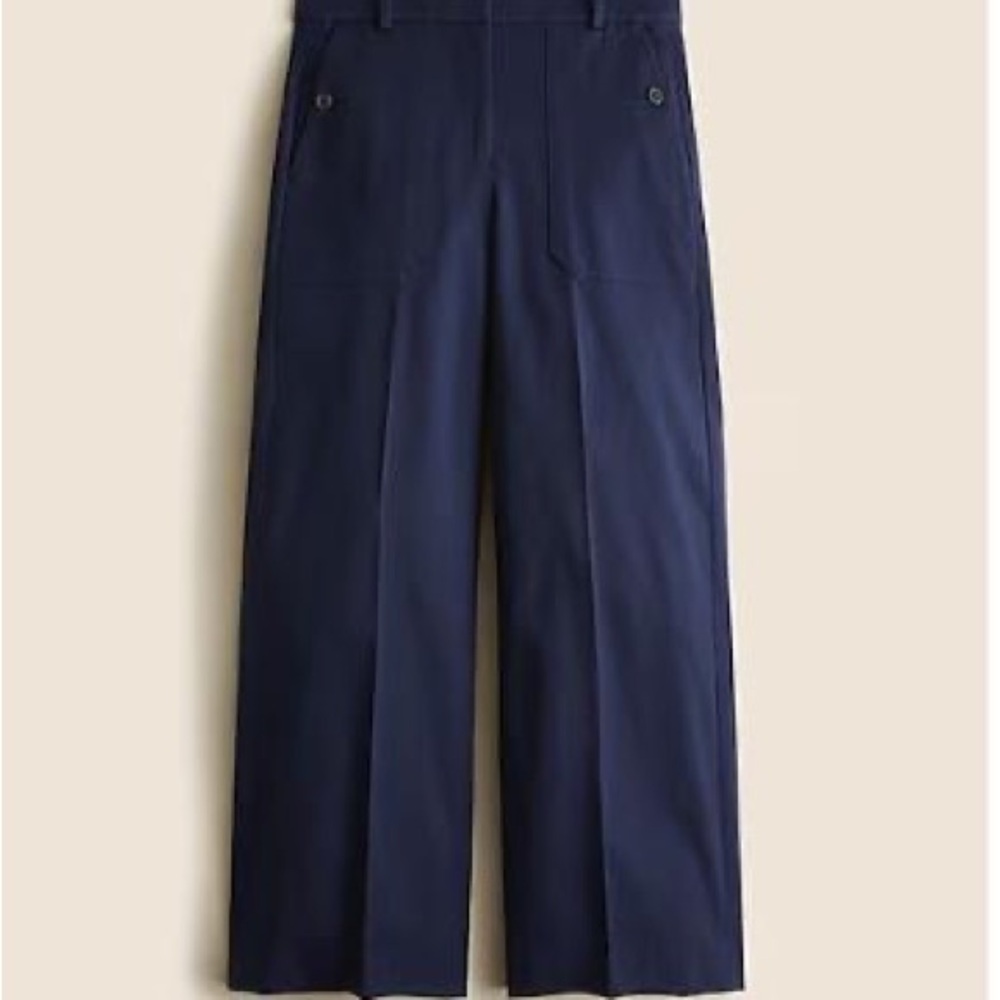 J. Crew Sydney wide-leg pant in bi-stretch cotton blend in Navy